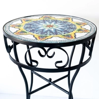 Islamic Geometric Handmade Ceramic Side Table - Black