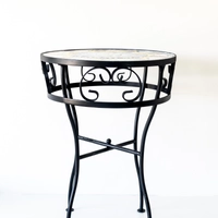 Islamic Geometric Handmade Ceramic Side Table - Black