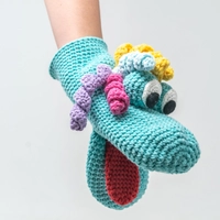 Set of Two Crochet Hand Puppets ( Crocodile and Dragon)