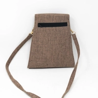 Beige Rectangular Embroidered Crossbody Bag