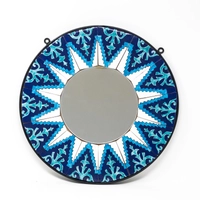 Decorative Wall Sun-shaped Mirror with Ceramic Frame