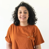 Embroidered Floral Orange T-Shirt (Large)