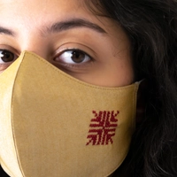 Embroidered Cotton Beige Face Mask