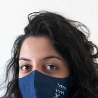 Embroidered Dark Blue Cotton Face Mask
