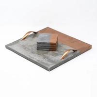 Set of Concrete Serving Tray with Four Coasters