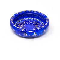 Navy Blue Round Ceramic Porcelain Ashtray