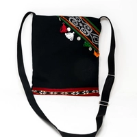 Small Rectangular Black Embroidered Crossbody Bag