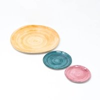 Set of Three Colorful Circular Ceramic Plates - First Set