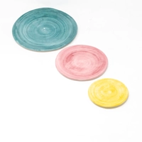 Set of Three Colorful Circular Ceramic Plates - First Set