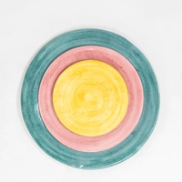 Set of Three Colorful Circular Ceramic Plates - First Set