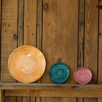 Set of Three Colorful Circular Ceramic Plates - First Set