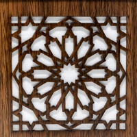 مصباح خشب جانبي مربع بزخارف إسلامية - أزهار
