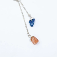 Farfasha Silver Necklace with Two Gem Stones - Orange and Navy Blue