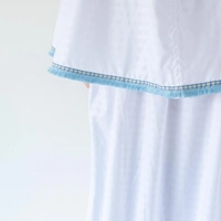 White Embroidered Prayer Clothes Set in Blue Tassels
