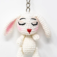 Amigurumi Crochet White Rabbit Keychain