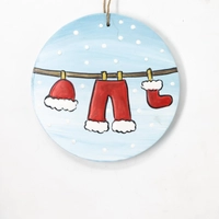 Christmas Wooden Hanging - Santa Claus Clothes