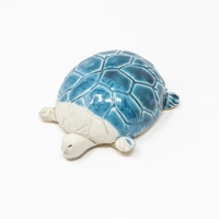 Glazed Ceramic Decorative Turtle Figurine - Blue & White