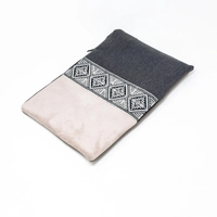 Handmade Embroidered Laptop Case - Black & Beige - 13 inch