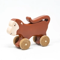 Wooden Monkey Toy on Wheels