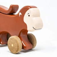 Wooden Monkey Toy on Wheels