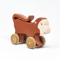 Wooden Monkey Toy on Wheels