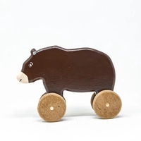 Wooden Toy Bear on Wheels