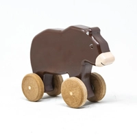 Wooden Toy Bear on Wheels