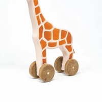 Giraffe Wooden Toy on Wheels