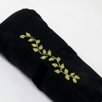 Black Embroidered Sewing Kit Bag - Light Green