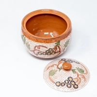 Pottery Serving Bowl with Cover - Grapes