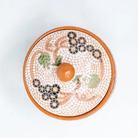 Pottery Serving Bowl with Cover - Grapes