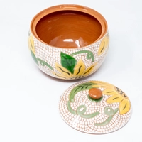 Pottery Serving Bowl with Cover - Grapes