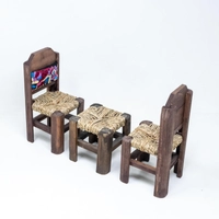 Set of Wooden Decorative Chairs and Side Table