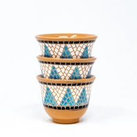 Mosaic Painted Arabic Coffee Cup - Blue & White