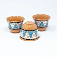 Mosaic Painted Arabic Coffee Cup - Blue & White