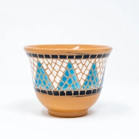 Mosaic Painted Arabic Coffee Cup - Blue & White