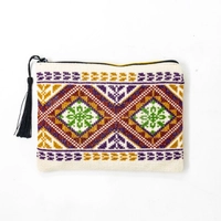 Rectangle Embroidered Makeup Bag - Multi Colors - Blue