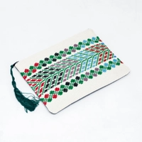 Rectangle Embroidered Makeup Bag - Multi Colors - Blue