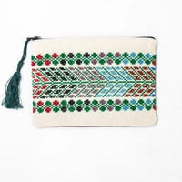 Rectangle Embroidered Makeup Bag - Multi Colors - Blue