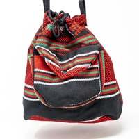 Bedouin Embroidered Backpack with External Pocket - Red