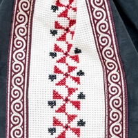 Canvas Drawstring Backpack Decorated with Heritage Embroidery ​ - Beige