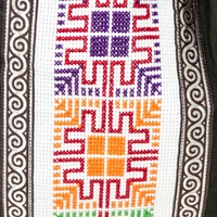 Canvas Drawstring Backpack Decorated with Heritage Embroidery ​ - Beige