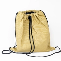 Canvas Drawstring Backpack Decorated with Heritage Embroidery ​ - Beige