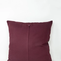 Floral Embroidered Square Pillow Cover - Burgundy
