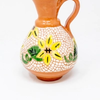 Pottery Syrup Jug with Mosaic Sun Flower Painting