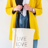 Printed White Tote Bag "Live, Love, Eat"