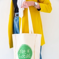 Printed White Tote Bag "Eat Local"