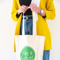 Printed White Tote Bag "Eat Local"