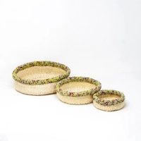 Natural Sisal Basket Bowl Set - Multi Colors - Yellow