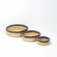 Natural Sisal Basket Bowl Set - Multi Colors - Yellow